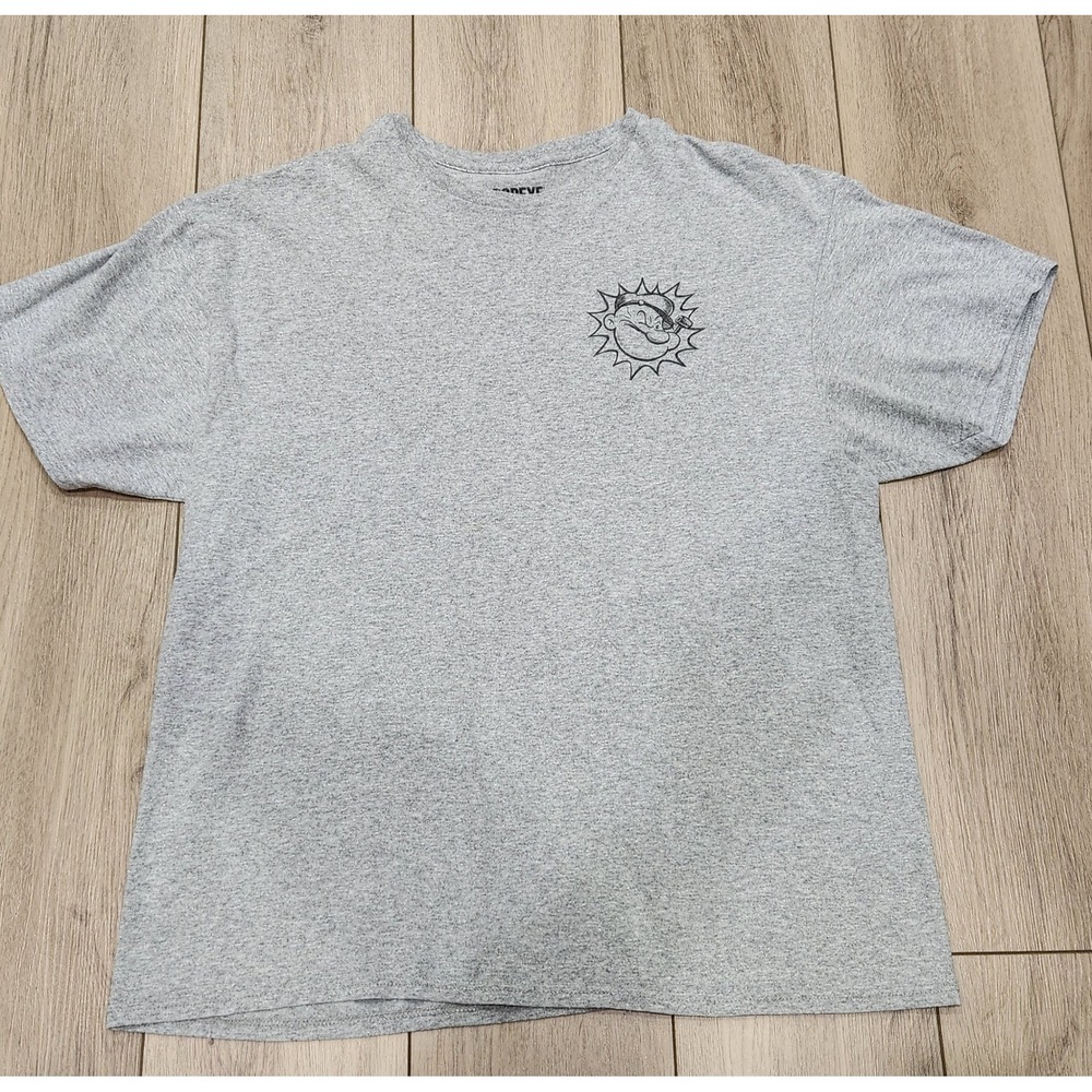 Popeye the Sailor Man Tattoo Graphic T-Shirt‎ Mens Large Gray